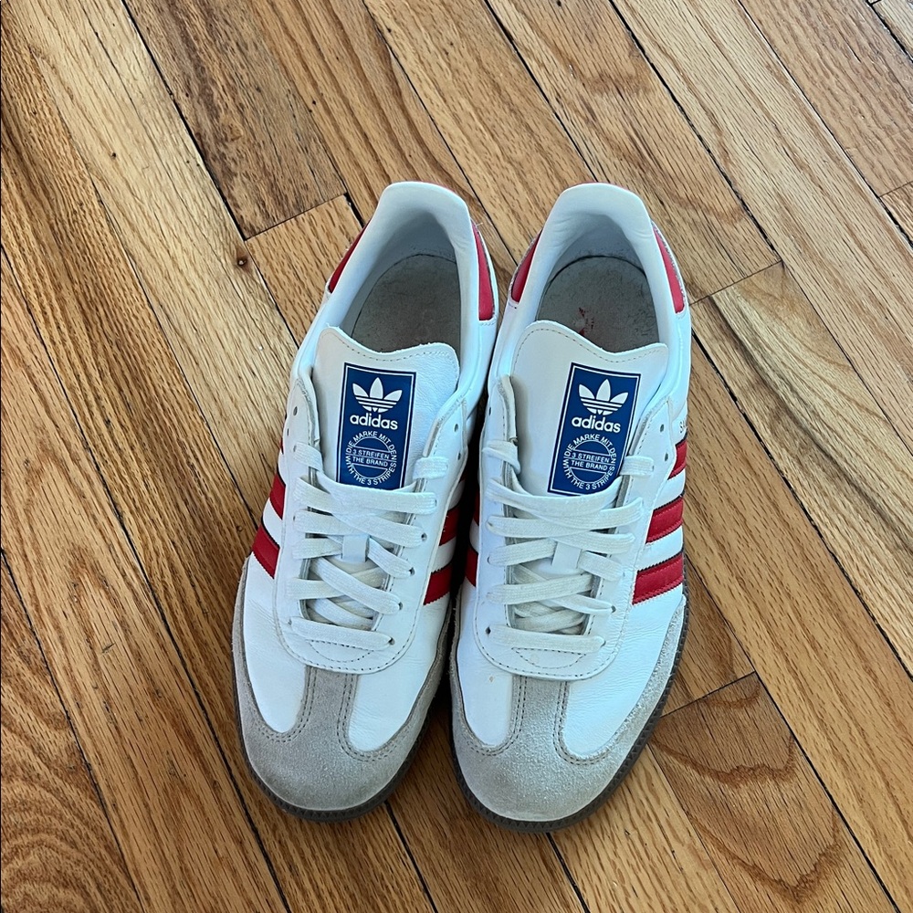 Adidas Sambas White and Red Classic Sneakers
